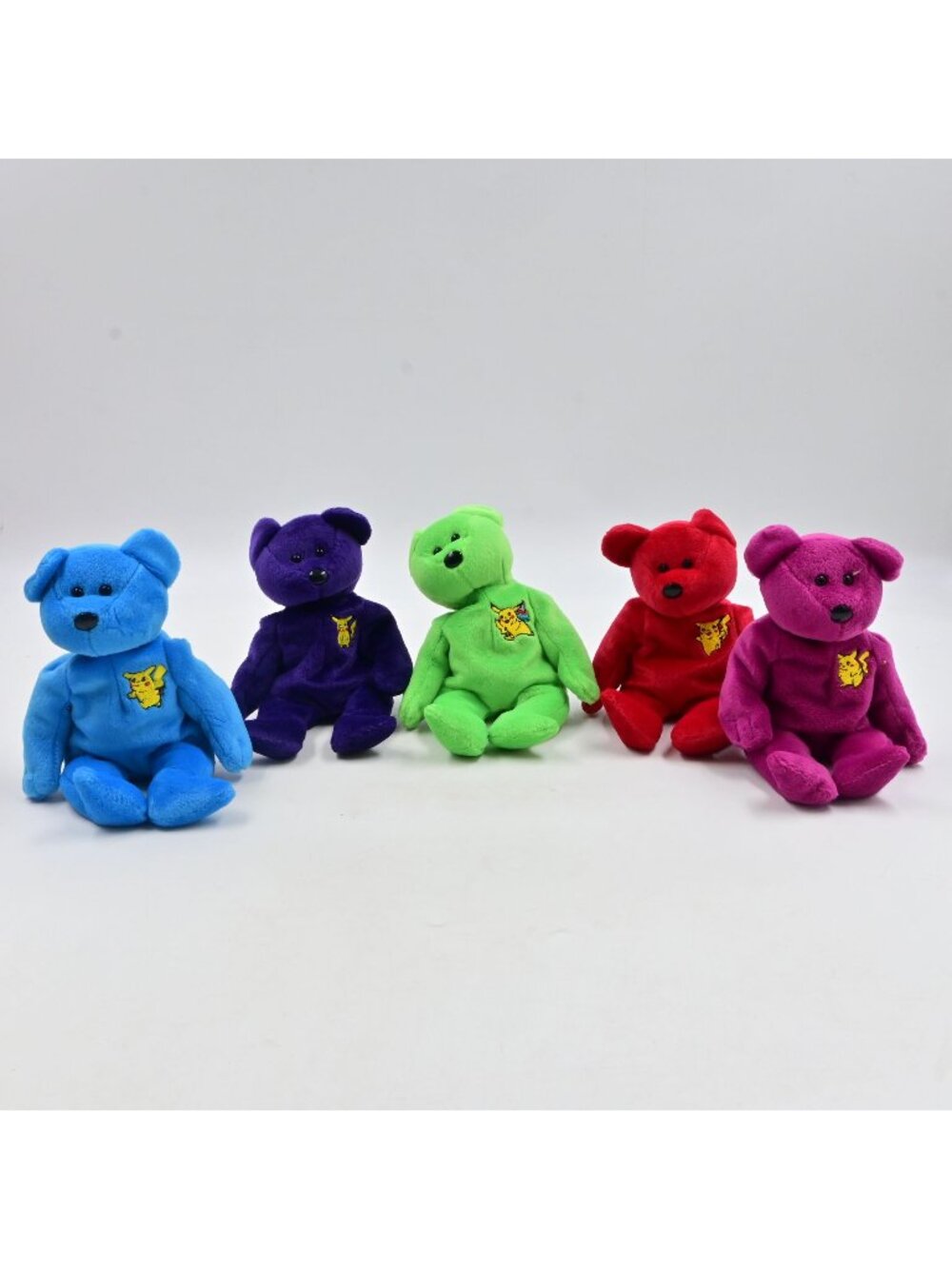 Pokemon Picabear Beanie Bear Plush Pikachu Logo Vintage 1999 Bundle Of 5